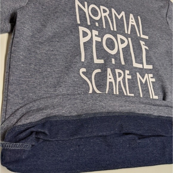 Normal People Scare Me Novelty Hoodie Blue/Grayish XS - Picture 4 of 7